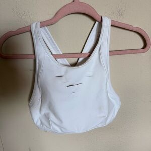 ALO Yoga Ripped Warrior White Sports Bra - S